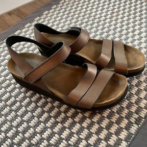 NAOT brown metallic sandals size 39